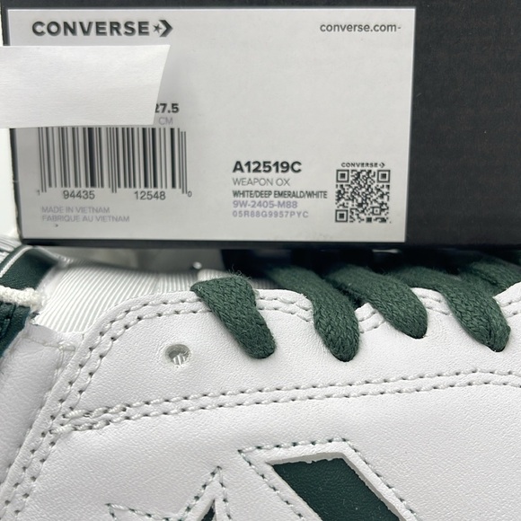 Converse Men’s A12519C WEAPON OX
WHITE/DEEP EMERALD/WHITE Leather sneakers - Picture 14 of 16